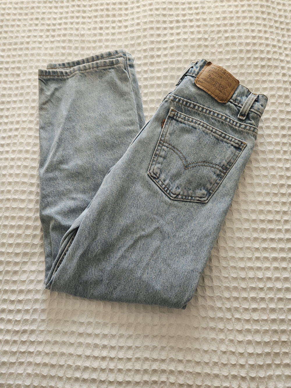 VTG Levi's 550 Orange Tab Jeans Student 29 X 28 Relaxed Light Vlue 100 % Cotton.
